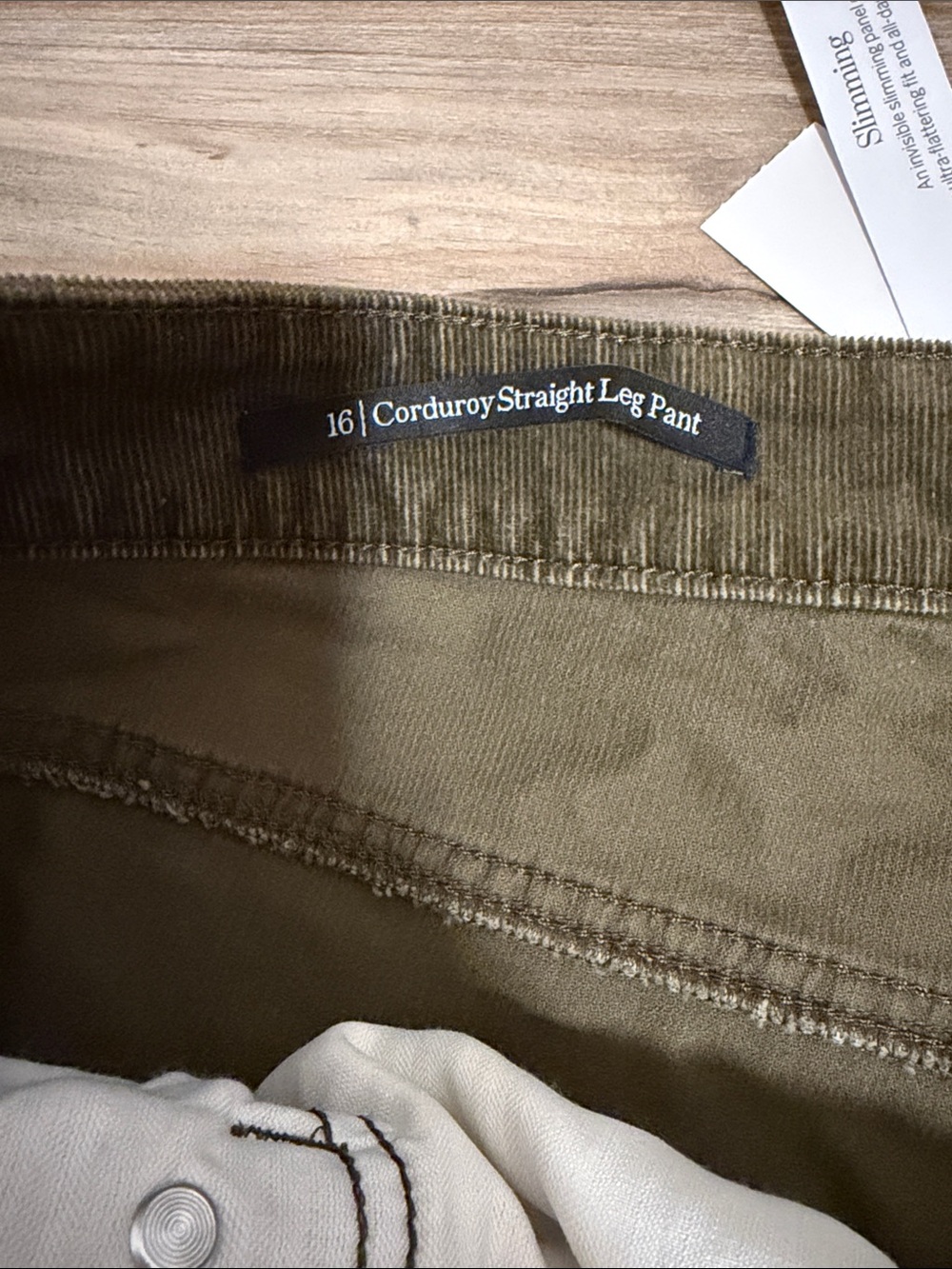 NWT Talbots Olive Green Corduroy Straight Leg Pant Women 16 High-Waist Slimming - Picture 3 of 10